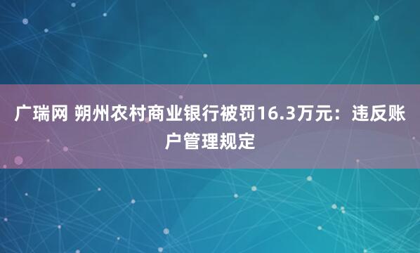 广瑞网 朔州农村商业银行被罚16.3万元：违反账户管理规定