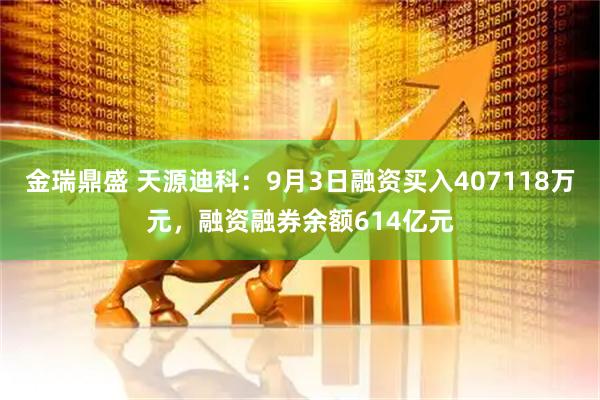 金瑞鼎盛 天源迪科：9月3日融资买入407118万元，融资融券余额614亿元